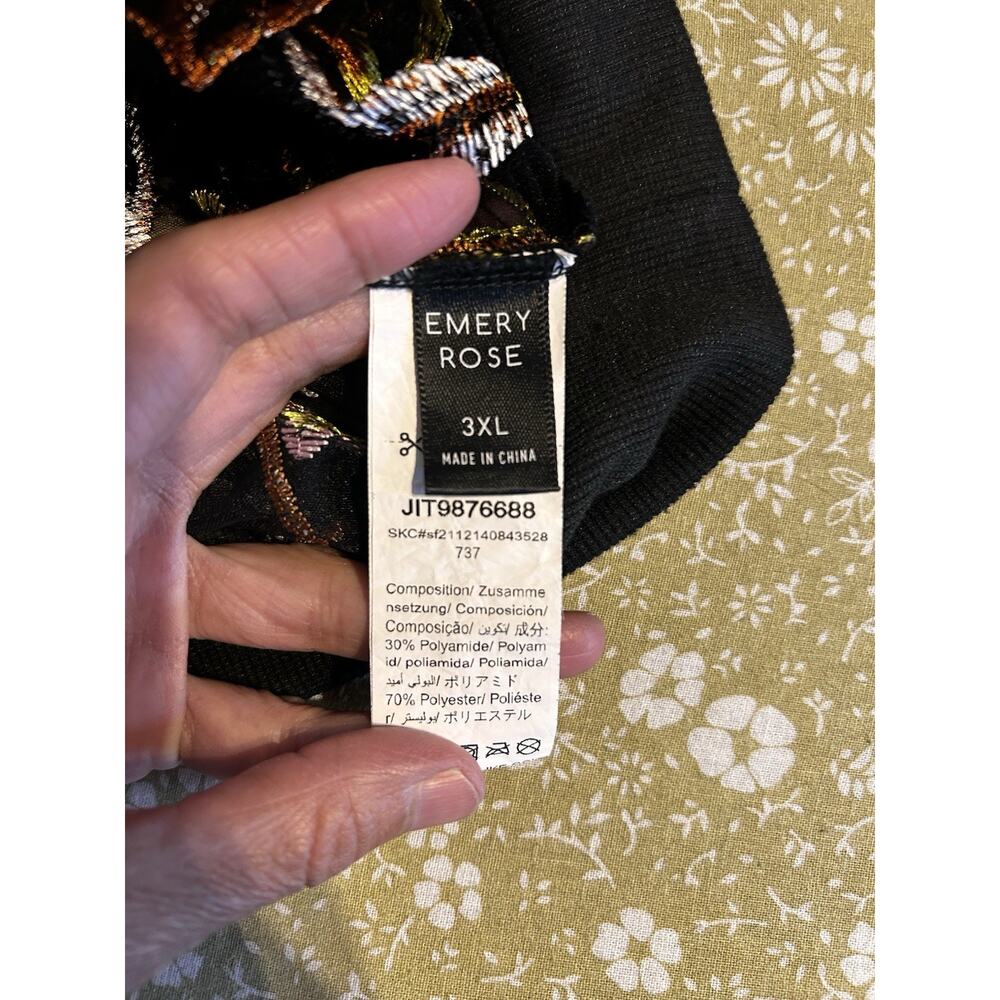 Multicolor Embroidered Tulle Zip Jacket Emery Rose 3X Long Sleeve - Picture 6 of 7